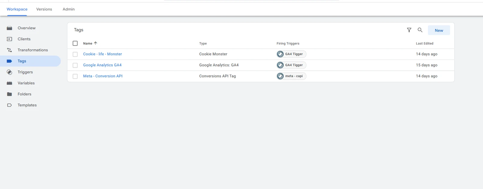 Stape server-side Google Tag Manager container with GA4, Meta Conversions API and Cookie Monster tags