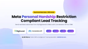 Meta Personal Hardship restriction fixed with Conversions API for CRM and GoHighLevel lead stages for a law firm.